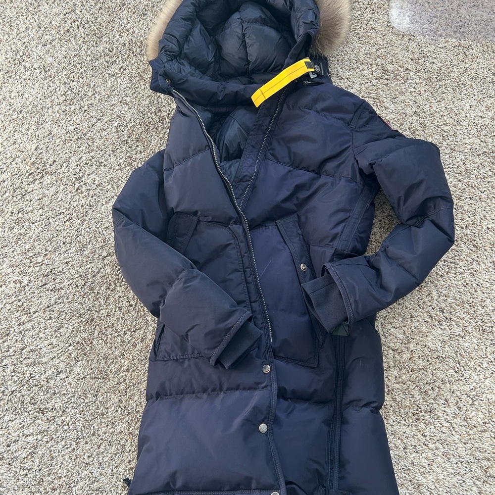 Parajumpers Navy Puffer Jacket with Fur Trim